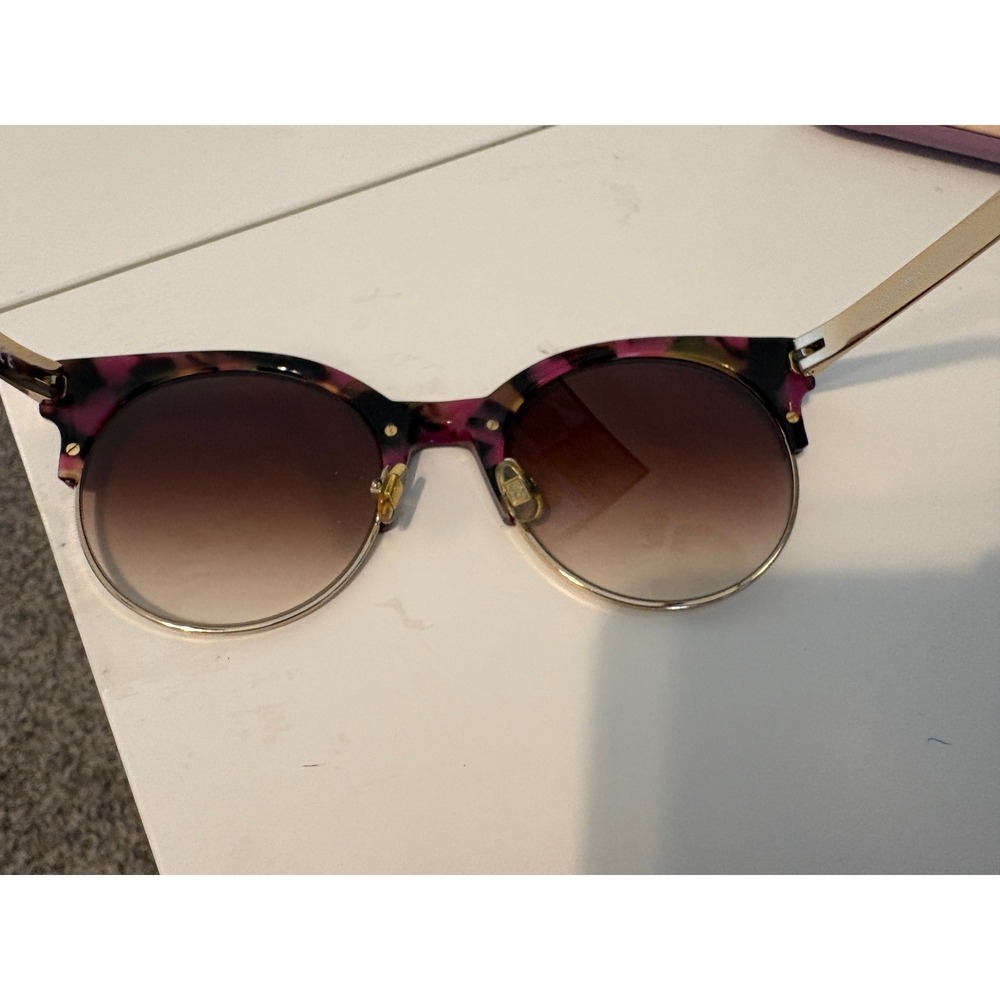 Kate Spade Hello Sunshine Dark Purple Gold Round Gradient Cat Eye Sunglasses - Picture 7 of 15